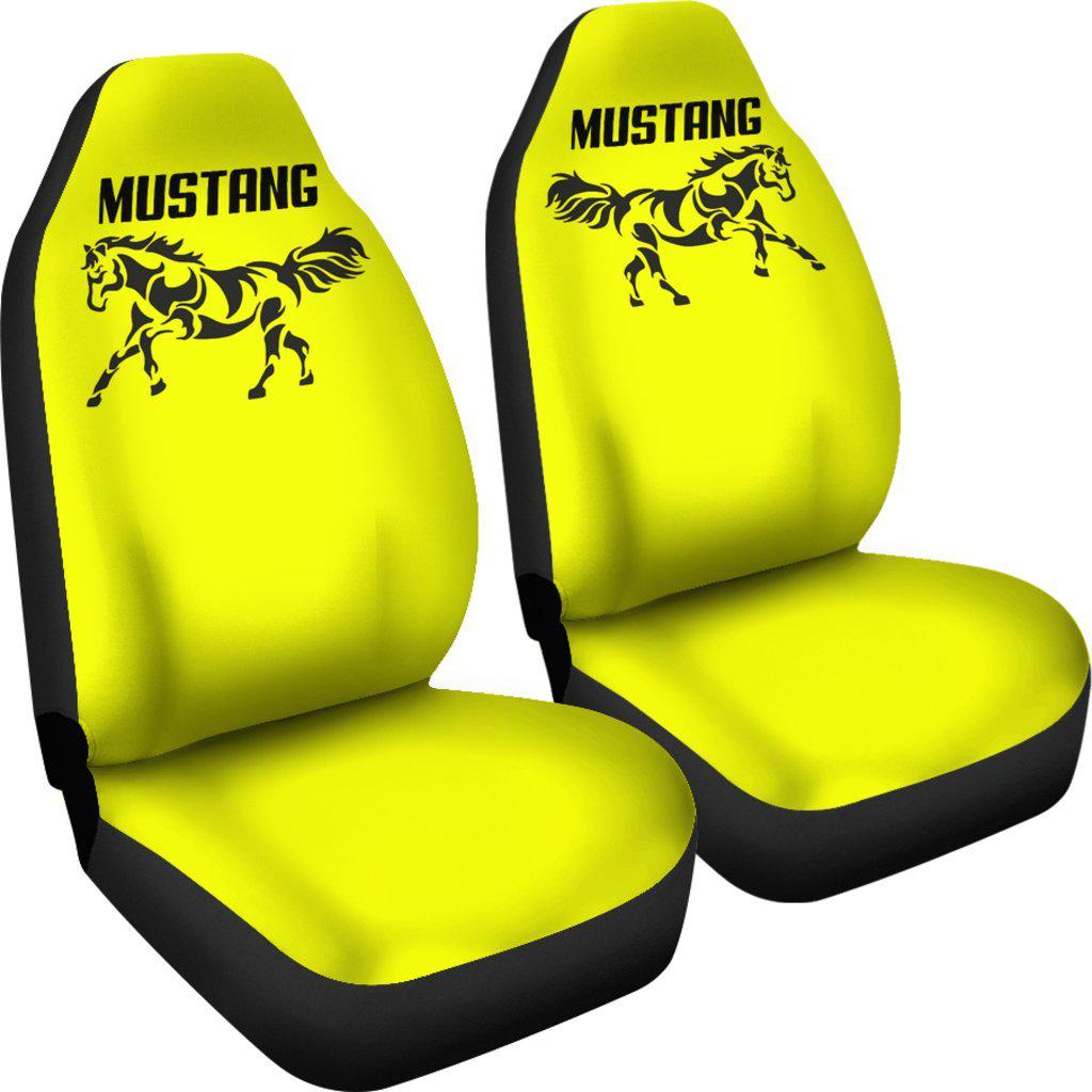 Mustang Horse Silhouette Yellow Seat Covers