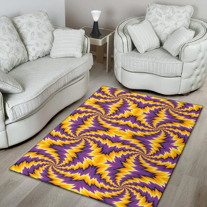 Spiral Optical Illusion Area Rug Purple Yellow