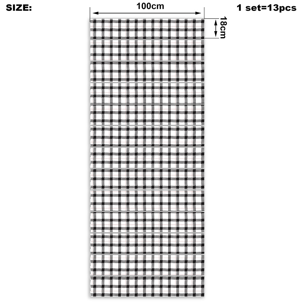 Black and White Buffalo Plaid Print Stair Stickers (Set of 13)