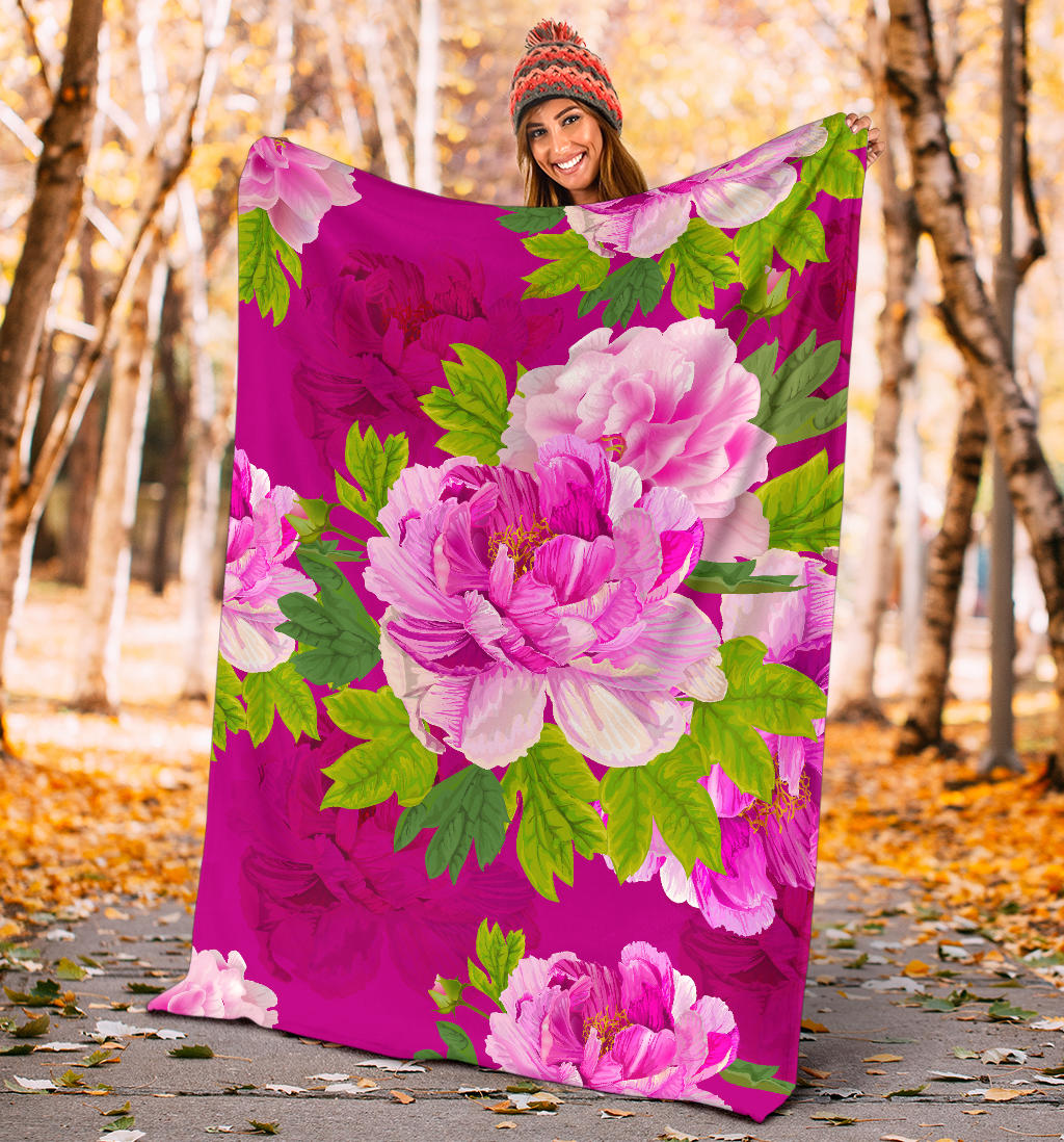 Pink Peony Lovers Premium Blanket