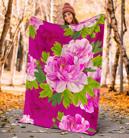 Pink Peony Lovers Premium Blanket