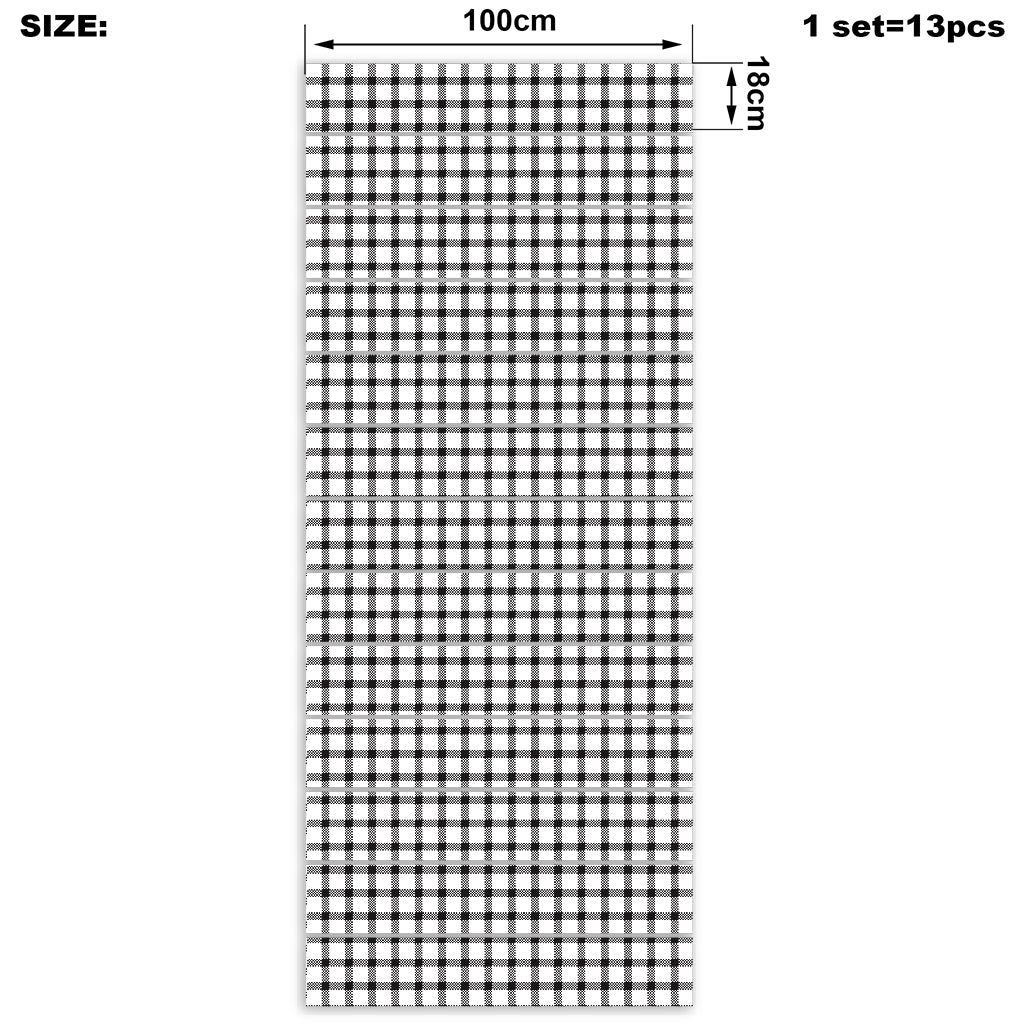 Black and White Buffalo Plaid Print Stair Stickers (Set of 13)