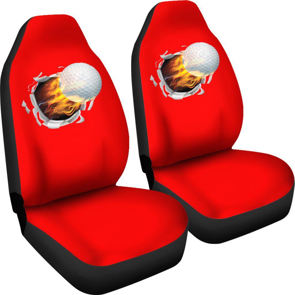 Flaming Golf Ball Red Seat Covers