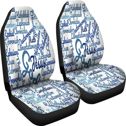 Custom-Made Holy Bible Books White Blue Car Seat Covers