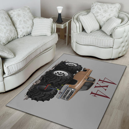 1986 4x4 Pickup Truck Car Art Area Rug