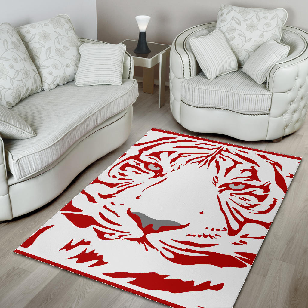 Red-Tiger-001 White Area Rug