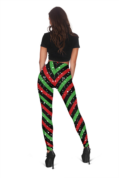 Christmas Candy Red Green Black Leggings