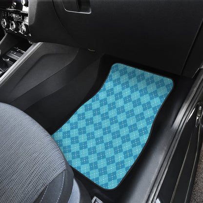 Blue Argyle Front and Back Car Floor Mats Set 4