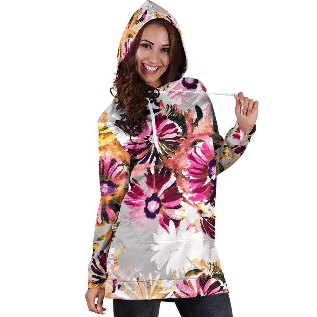 Pink Floral Hoodie Dress Tasteful Design
