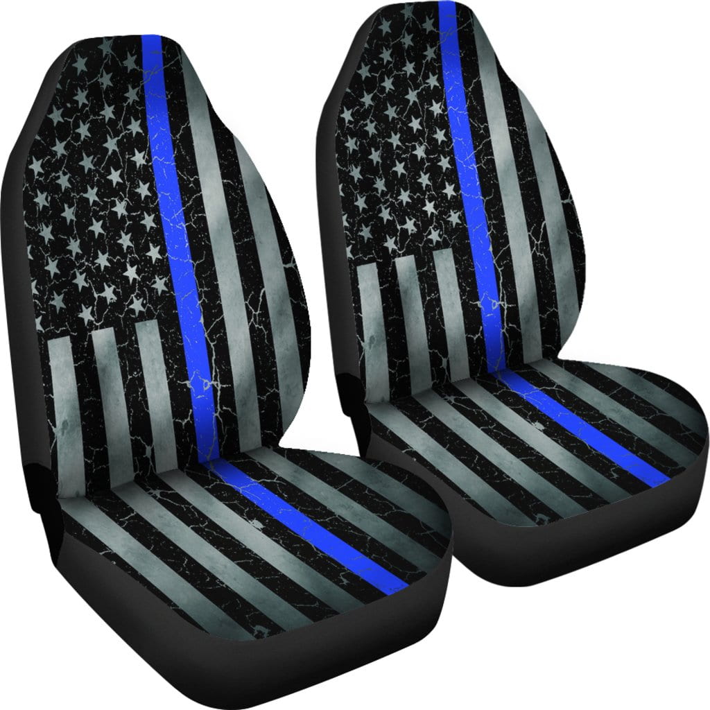 Thin Blue Line Crackle Seat Covers