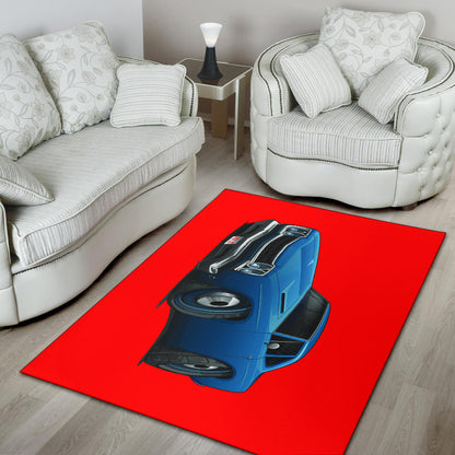 1968 Plymouth Roadrunner Blue Car Art Area Rug