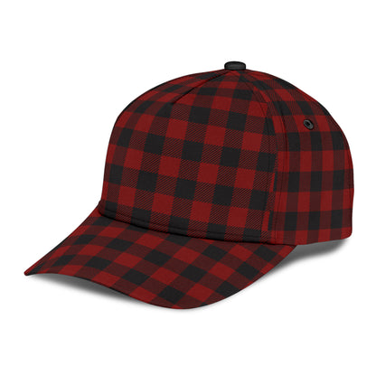 Black and White Buffalo Plaid Printed Classic Cap