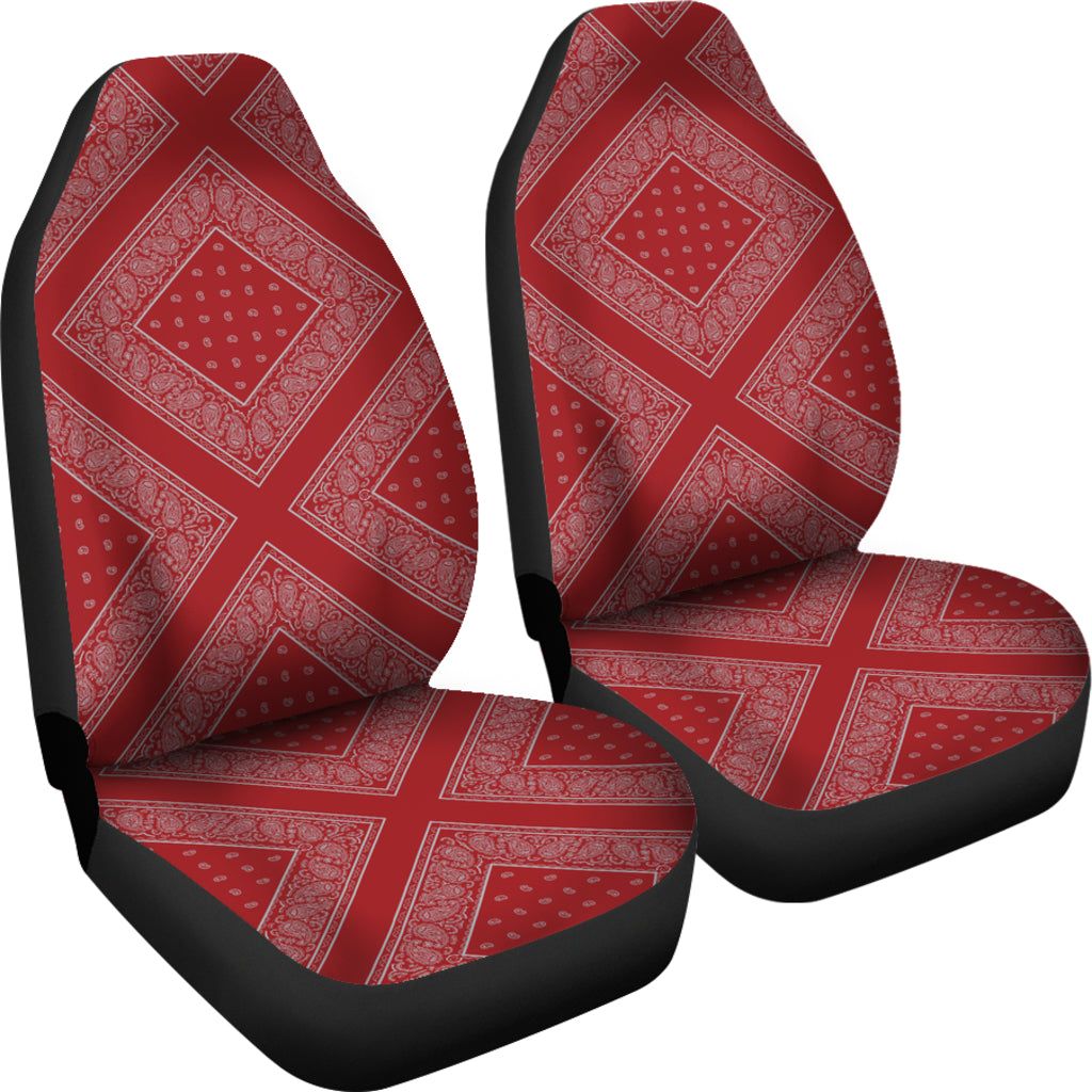 Red and Gray Red and Gray Bandana Car Cover Seats Diamond