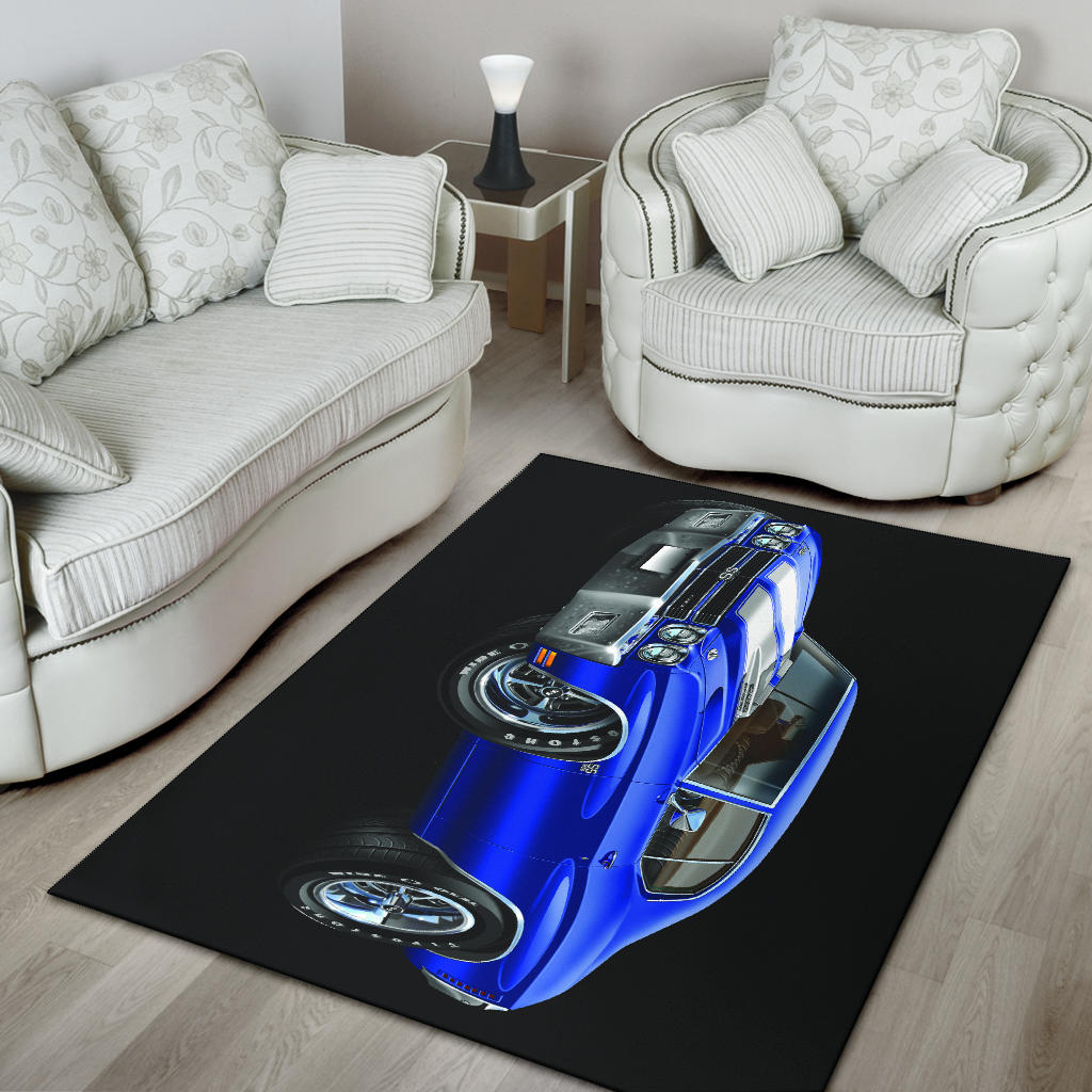 1970 Blue White Stripes Chevelle Area Rug