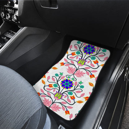 Floral Beadwork Four Clans White Set of 4 Car Floor Mats