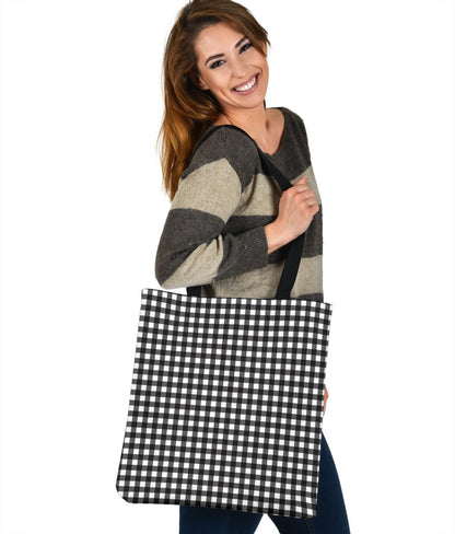 Black and White Buffalo Plaid Printed Tote Bag