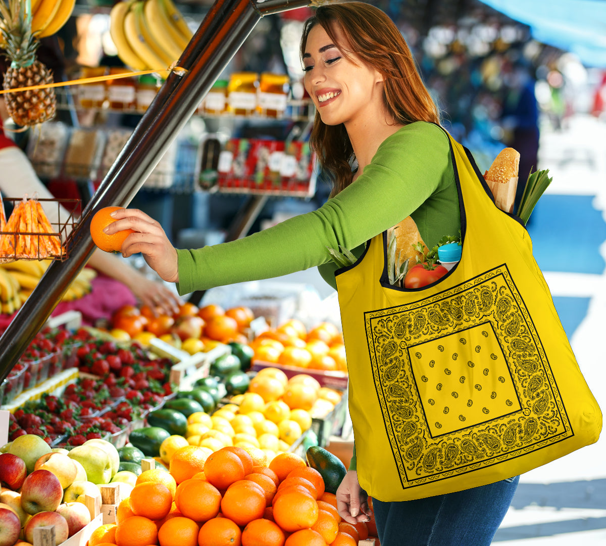 Gold and Black Bandana Grocery Bag 3-Pack