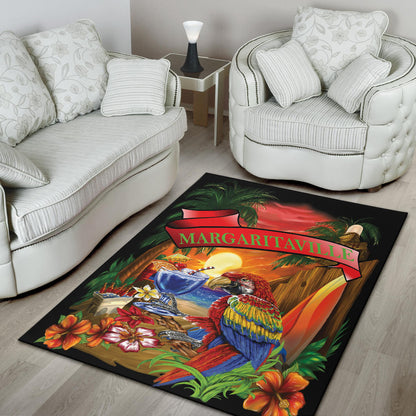 Margaritaville Rug Black Parrot Beach Area Rug