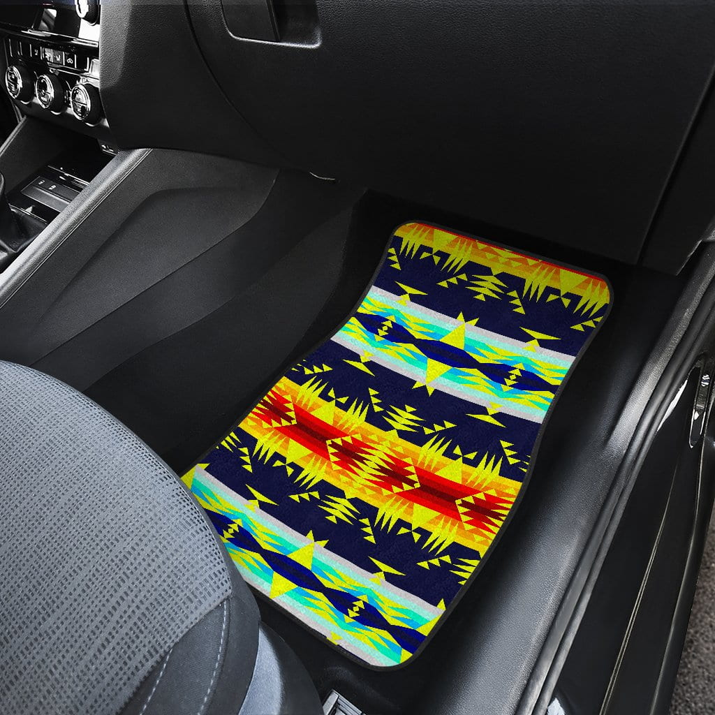 Between the Mountains Navy Yellow Set of 4 Car Floor Mats