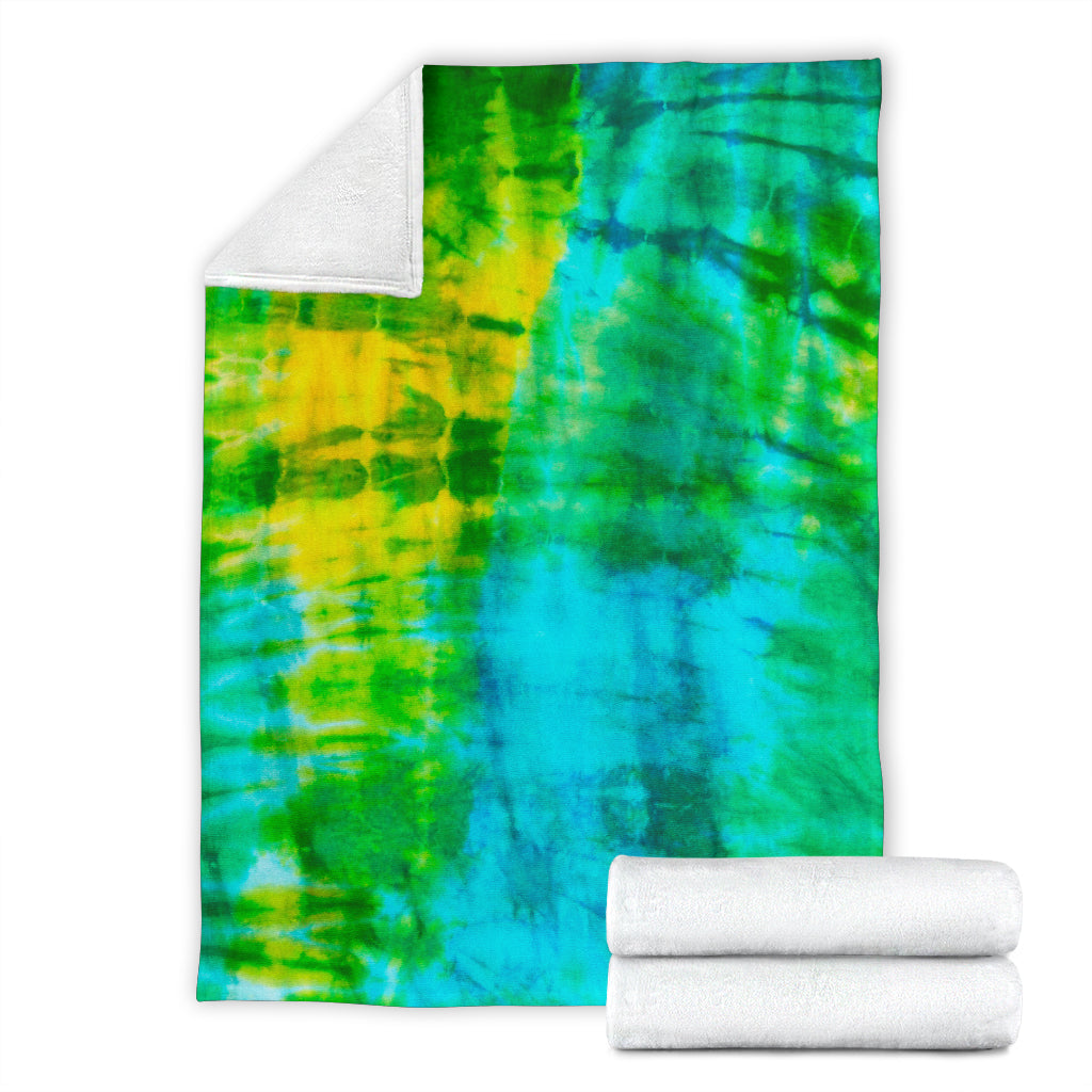 Ultra Plush Green Blue Tie Dye Fleece Premium Blanket