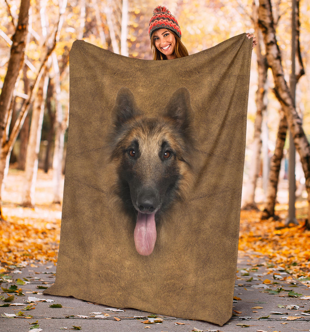 Premium Blanket Tervuren Dog Face Hair Blanket