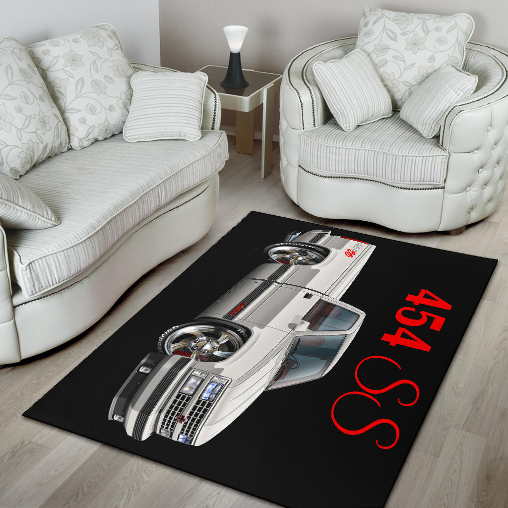 1990 454SS Pickup Truck Car Art Area Rug