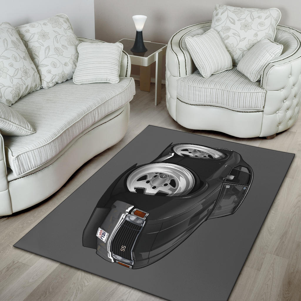 Black Chevelle Muscle Car Art Area Rug