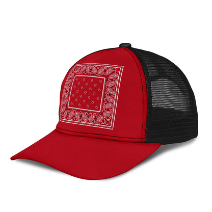 Classic Red Bandana Simple Mesh Back Cap