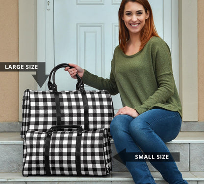 Black and White Buffalo Plaid Travel Bag