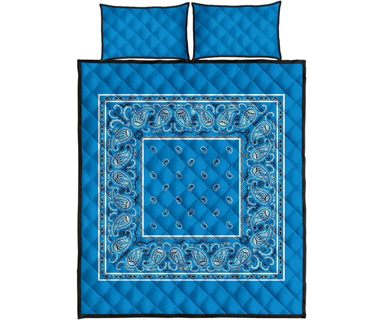 Sky Blue Bandana Bed Quilts with Shams