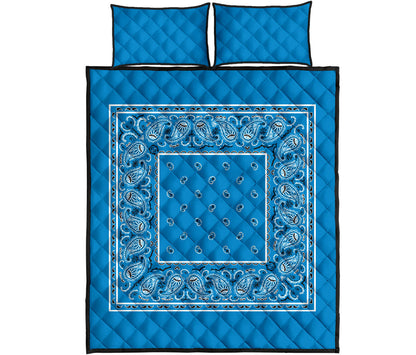Sky Blue Bandana Bed Quilts with Shams
