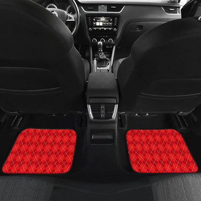 Red Argyle Front and Back Car Mats Set 4