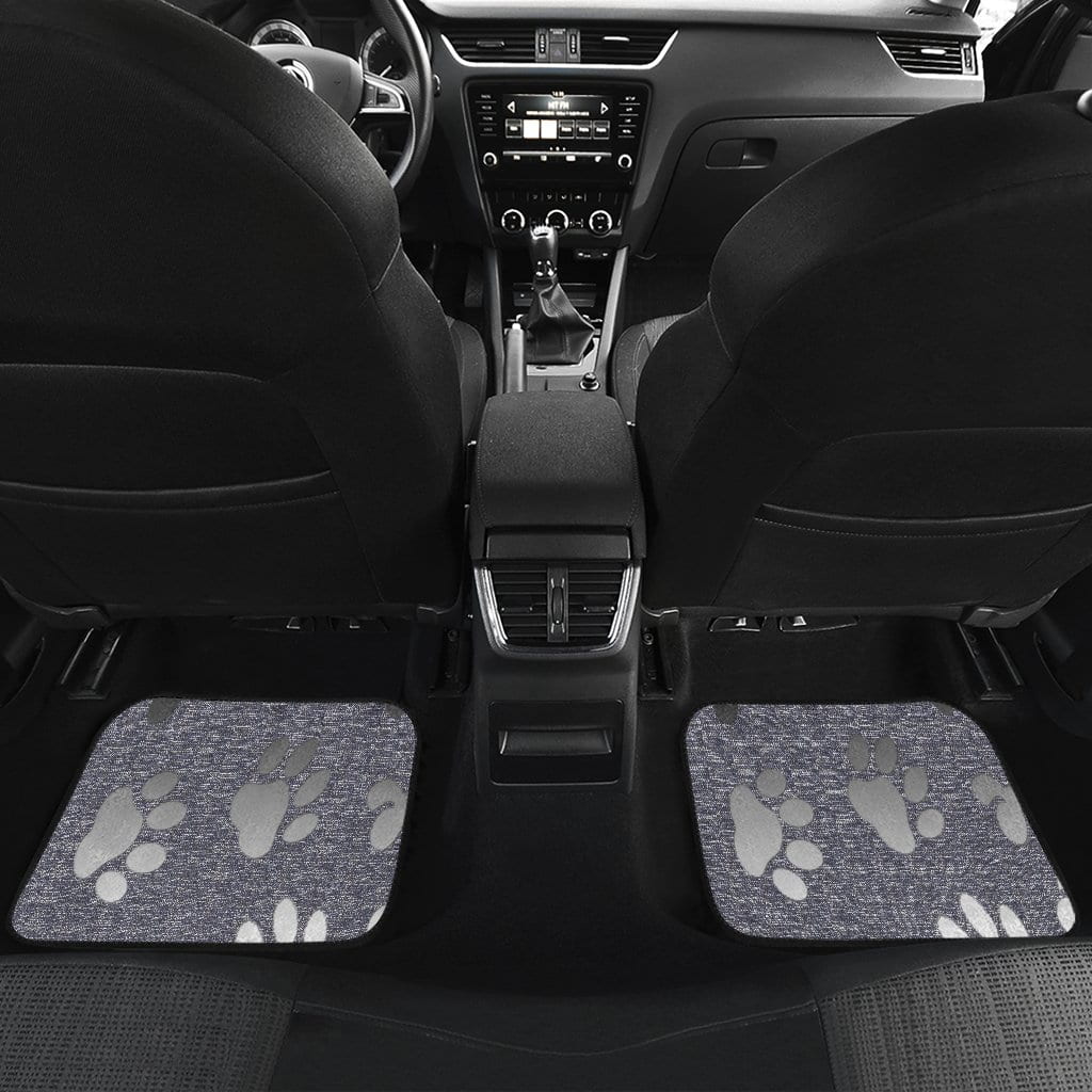 Silver bones and paws cute Car Floor Mat