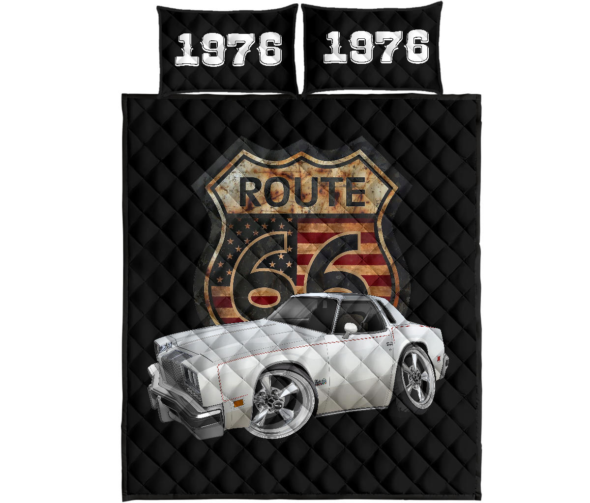 1976 Cutlass Oldsmobile Salon Car Art Route 66 Quilt Set