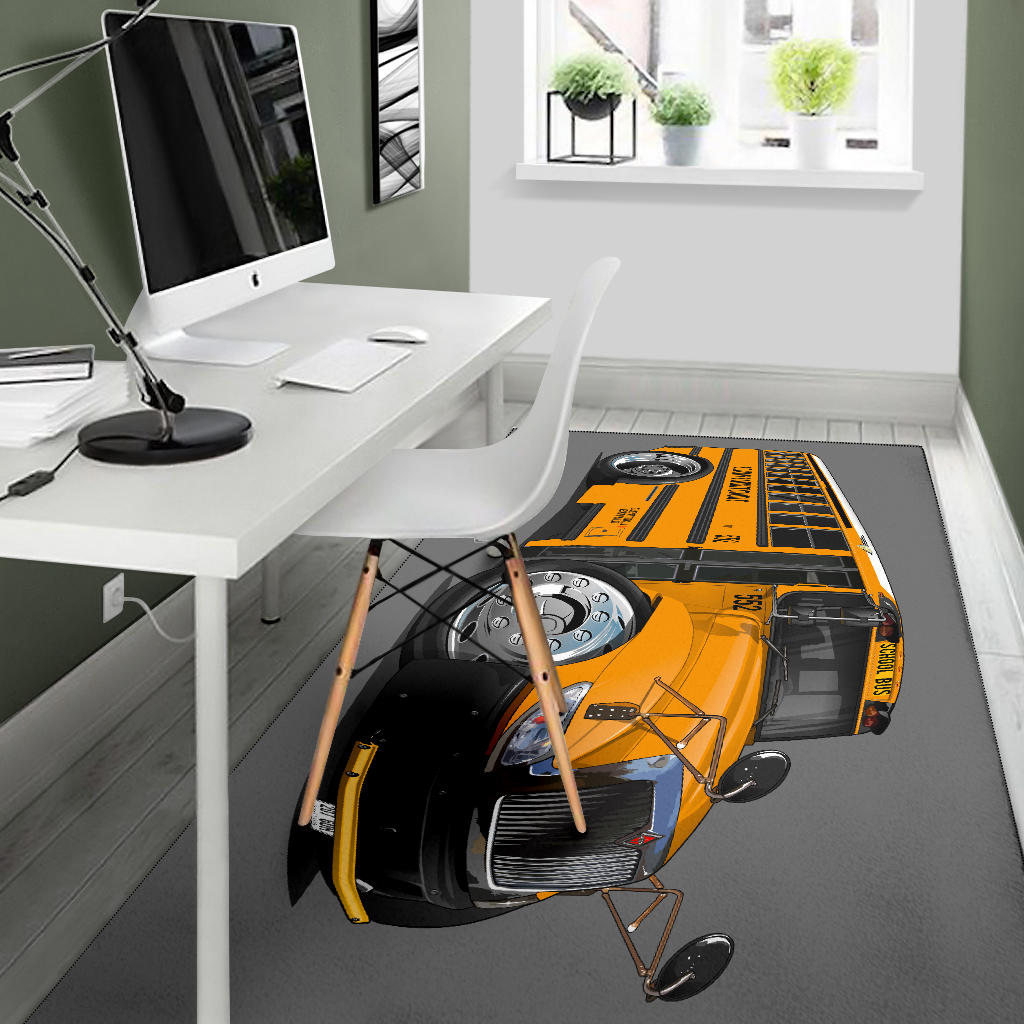 2017 International School Bus Car Art Area Rug