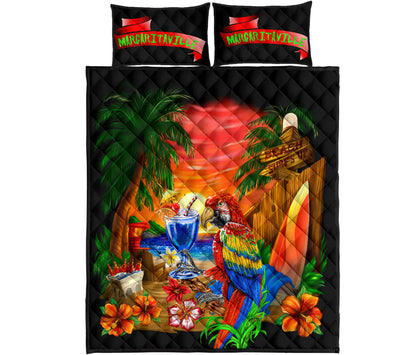 Margaritaville Parrot Sunset Black Quilt Set