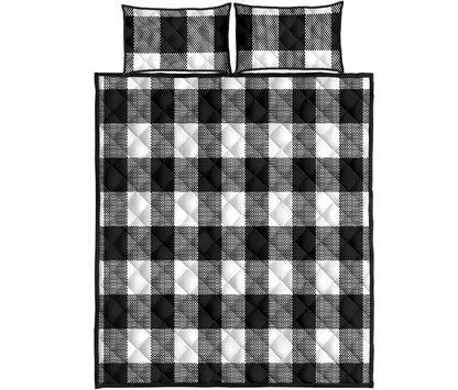 Black and White Buffalo Plaid Quilt Set with Shams