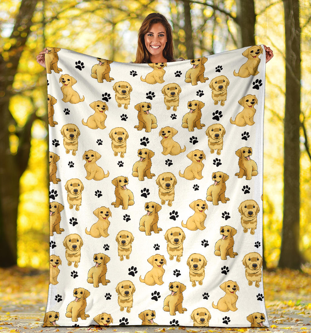 Premium Blanket Golden Retriever Paw