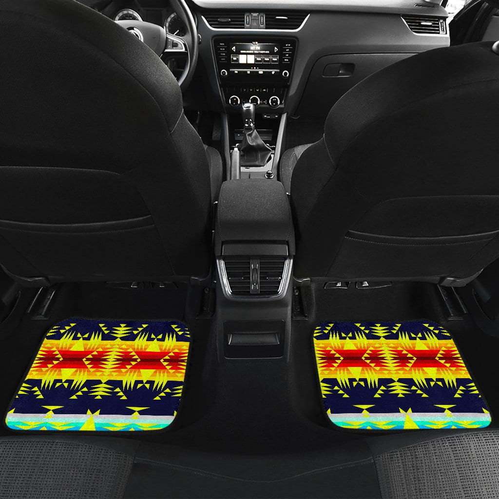 Between the Mountains Navy Yellow Set of 4 Car Floor Mats