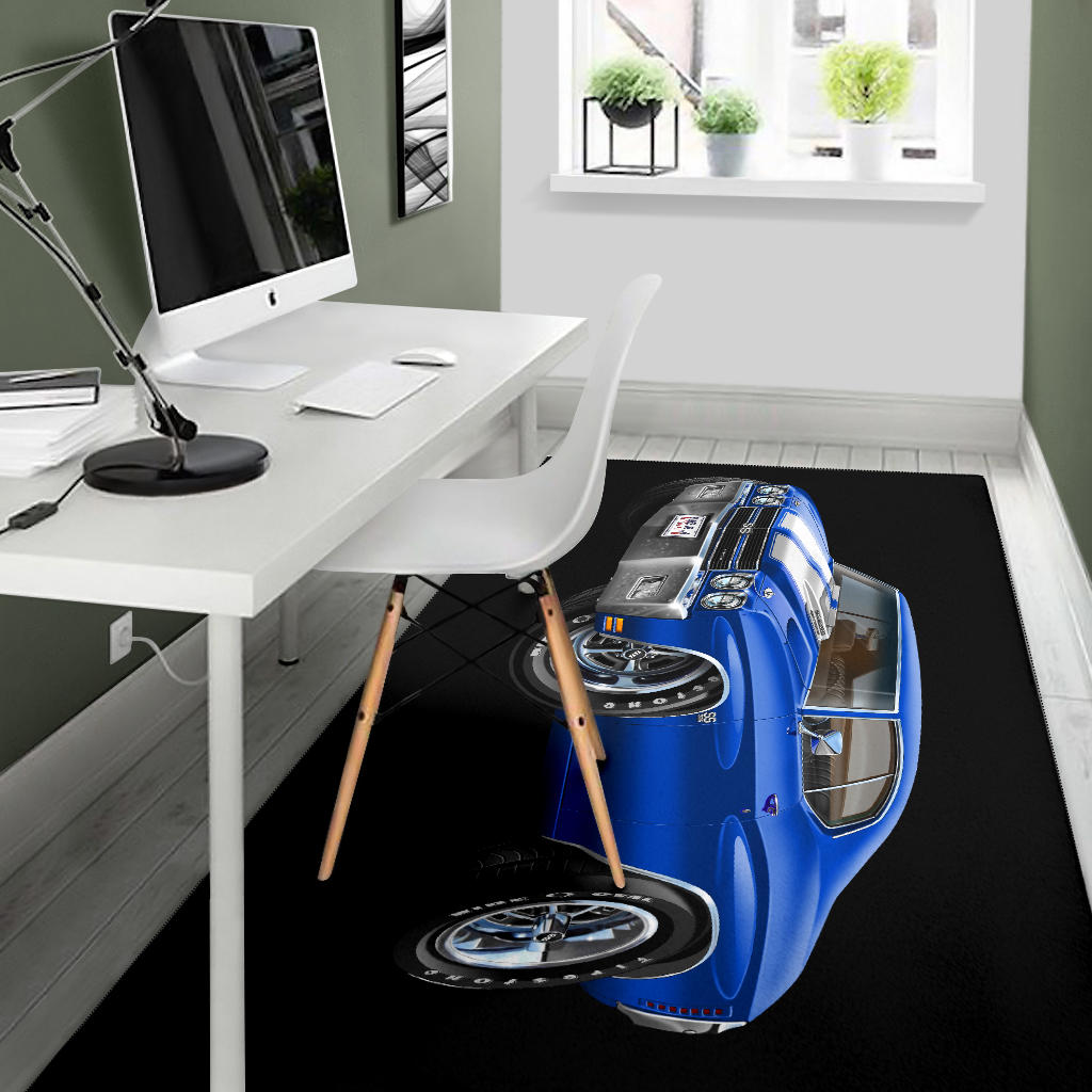 1970 Chevelle Blue USA Plate Area Rug