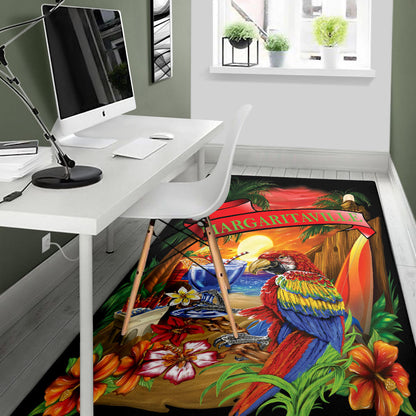 Margaritaville Rug Black Parrot Beach Area Rug
