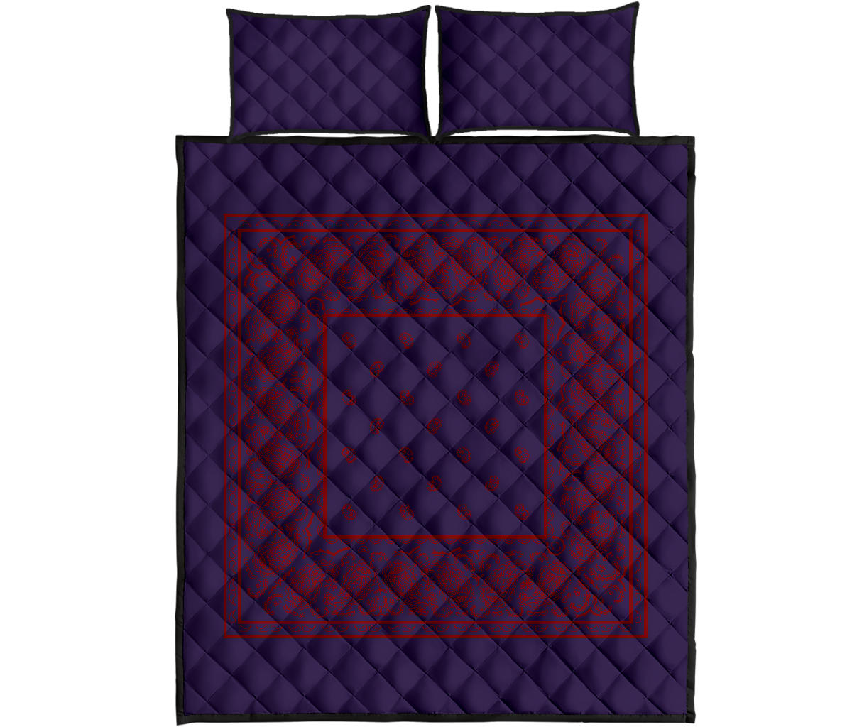 Purple and Red Bandana Bed Quilts with Shams