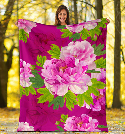 Pink Peony Lovers Premium Blanket