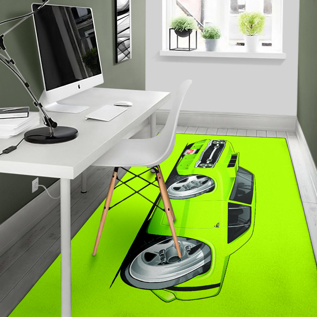 1969 Dart Car Art Area Rug Green