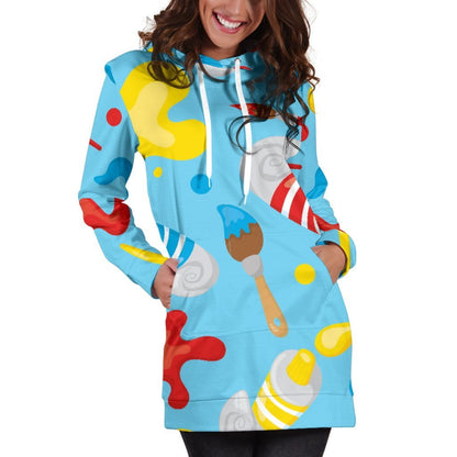 Artsy Blue Hoodie Dress