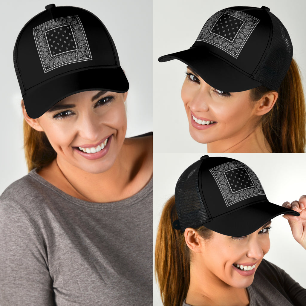 Black  Bandana Mesh Back Cap
