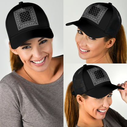 Black  Bandana Mesh Back Cap