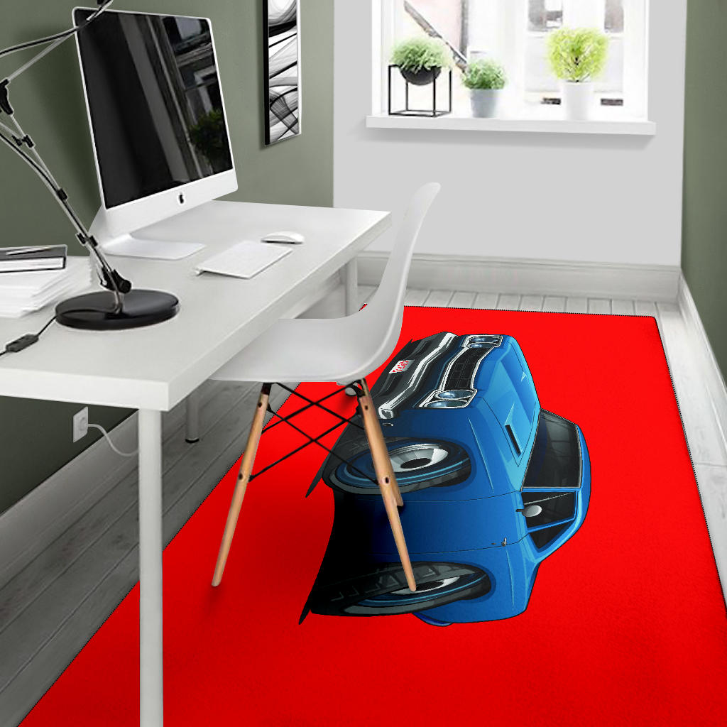 1968 Plymouth Roadrunner Blue Car Art Area Rug