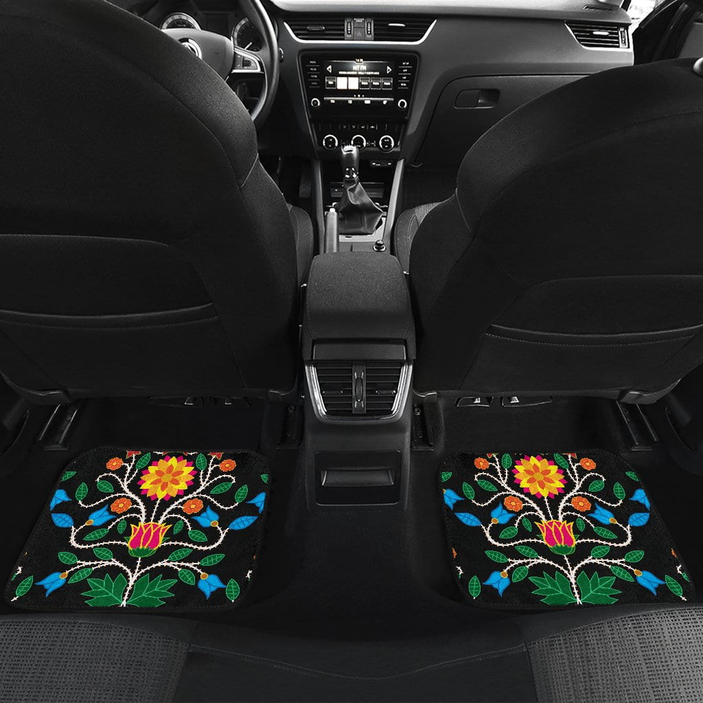 Floral Beadwork Four Clans Set of 4 Car Floor Mats