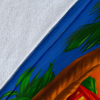 Margaritaville Royal Blue Parrot Beach Sunset Premium Blanket